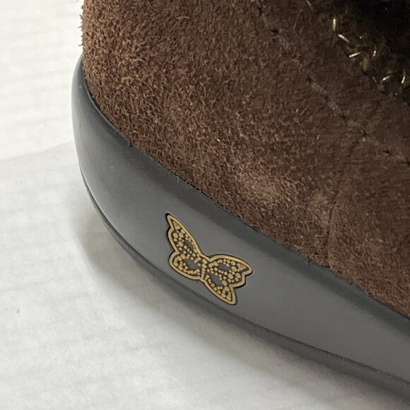 Alegria Juneau Boots Women 11 Brown Knit Sock Upper Slip On Suede Casual Comfort - Picture 4 of 11